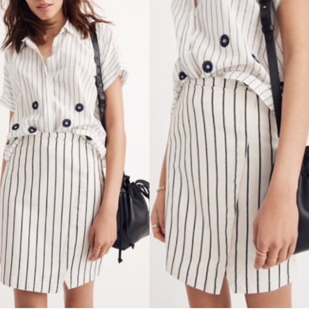 Madewell wrap midi skirt in stripe